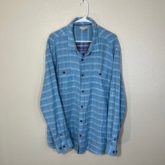 Carbon 2 Cobalt Blue Colorful Art Long Sleeve Button Shirt XL - Picture 1 of 4